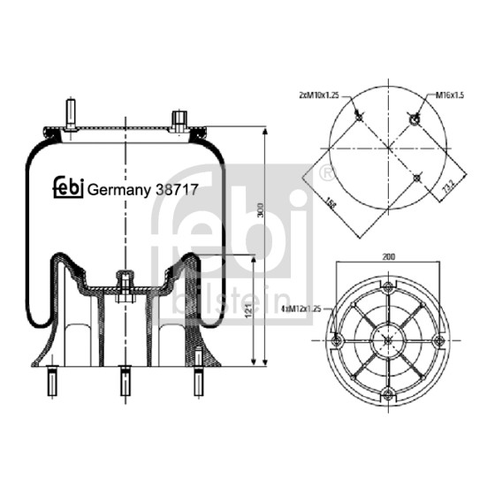 Слика на буфер, воздушна амортизациа FEBI BILSTEIN 38717 за VW Jetta 4 Estate (1J6) 1.6 16V - 105 коњи бензин