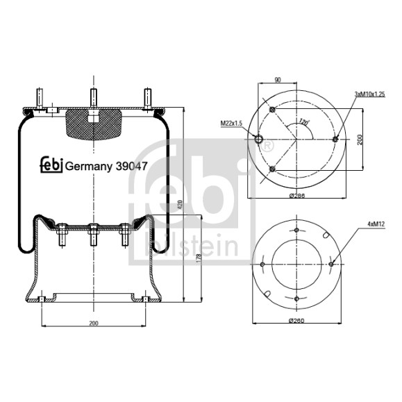 Слика на буфер, воздушна амортизациа FEBI BILSTEIN 39047 за VW LT 28-46 2 Box (2DX0AE) 2.3 - 143 коњи бензин