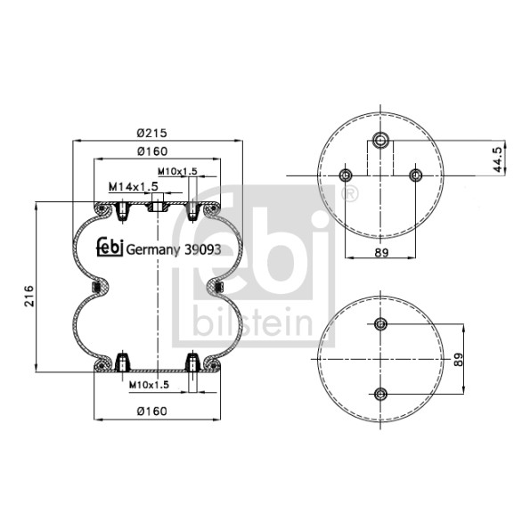 Слика на буфер, воздушна амортизациа FEBI BILSTEIN 39093 за камион Scania 3 Series 113 H/360 - 360 коњи дизел