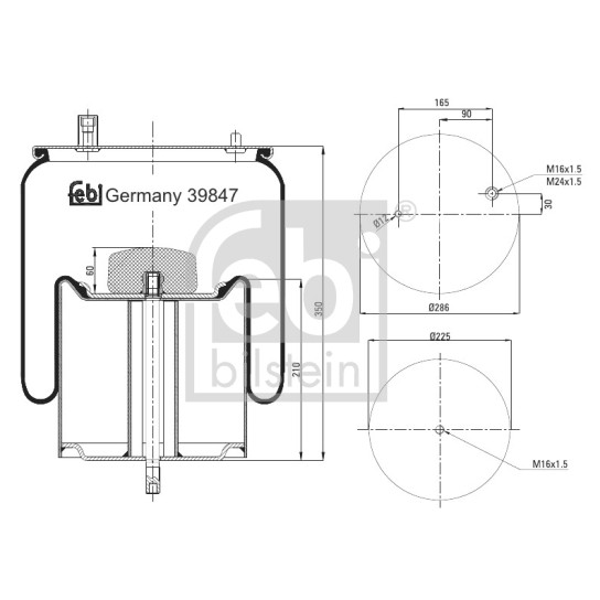 Слика на буфер, воздушна амортизациа FEBI BILSTEIN 39847 за камион Renault Premium 2 Distribution 410.18 D - 410 коњи дизел