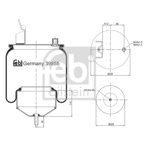 Слика на буфер, воздушна амортизациа FEBI BILSTEIN 39855 за камион Volvo NH 12/380 - 379 коњи дизел