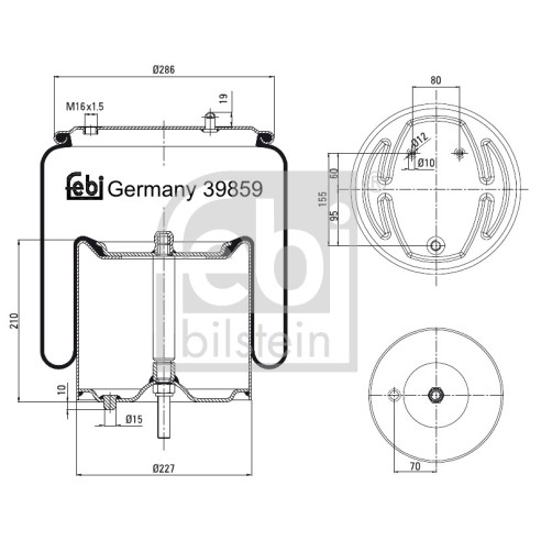 Слика на буфер, воздушна амортизациа FEBI BILSTEIN 39859 за камион Scania P,G,R,T Series P 230, R 230 - 230 коњи дизел