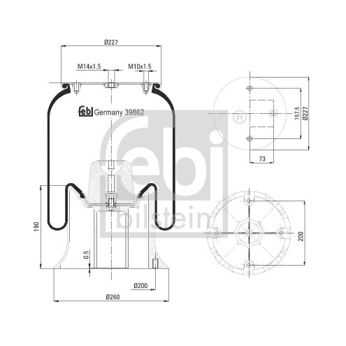 Слика на буфер, воздушна амортизациа FEBI BILSTEIN 39862 за камион Scania P,G,R,T Series P 360 - 360 коњи дизел