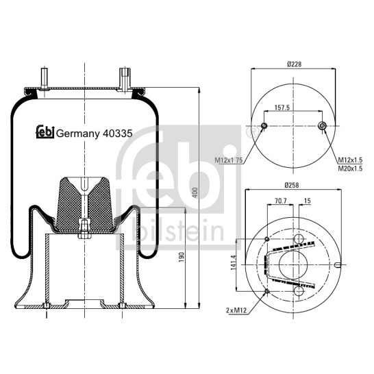 Слика на буфер, воздушна амортизациа FEBI BILSTEIN 40335 за Opel Calibra A 2.0 i 16V 4x4 - 150 коњи бензин