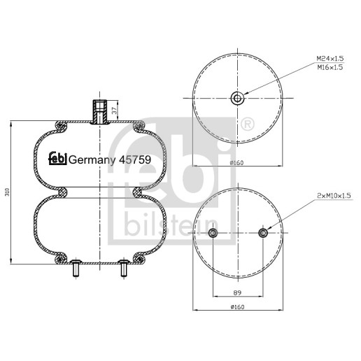 Слика на буфер, воздушна амортизациа FEBI BILSTEIN 45759 за камион Renault Premium 2 Distribution 430.18 - 430 коњи дизел