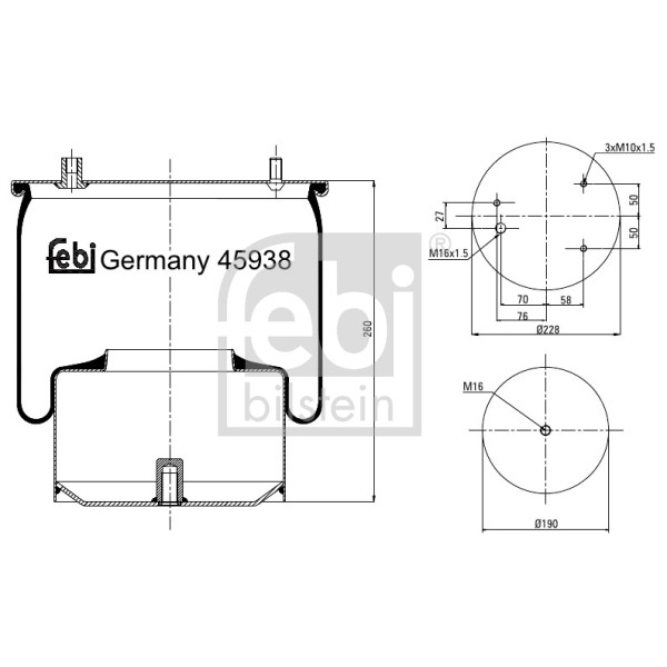 Слика на буфер, воздушна амортизациа FEBI BILSTEIN 45938 за камион DAF CF 75 FAD 75.360 - 360 коњи дизел