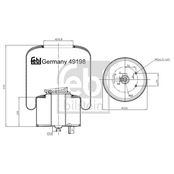 Слика на буфер, воздушна амортизациа FEBI BILSTEIN 49198 за камион Volvo 9700 - 460 коњи дизел