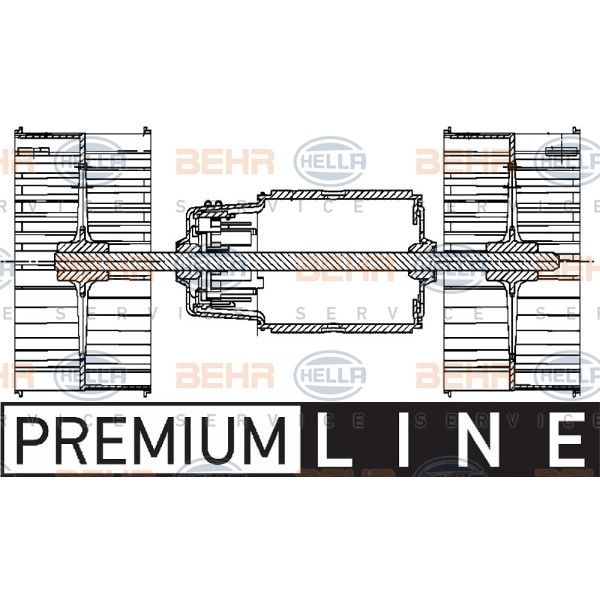 Слика на Вентилатор за парно HELLA BEHR  SERVICE  PREMIUM LINE 8EW 351 024-481 за камион Mercedes Actros MP2, MP3 1841, L, LL - 408 коњи дизел