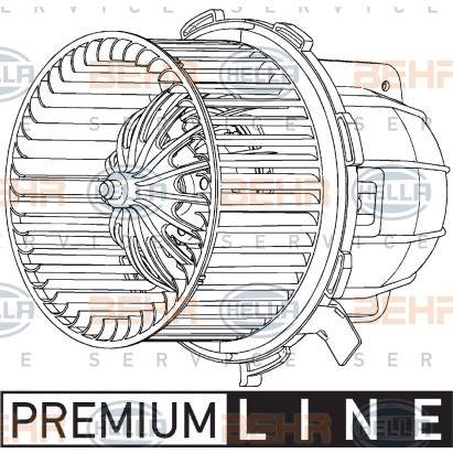 Слика на Вентилатор за парно HELLA BEHR  SERVICE  PREMIUM LINE 8EW 351 040-251 за Audi A4 Avant (8K5, B8) 1.8 TFSI - 170 коњи бензин