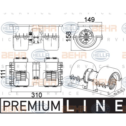 Слика на Вентилатор за парно HELLA BEHR  SERVICE  PREMIUM LINE 8EW 351 043-091