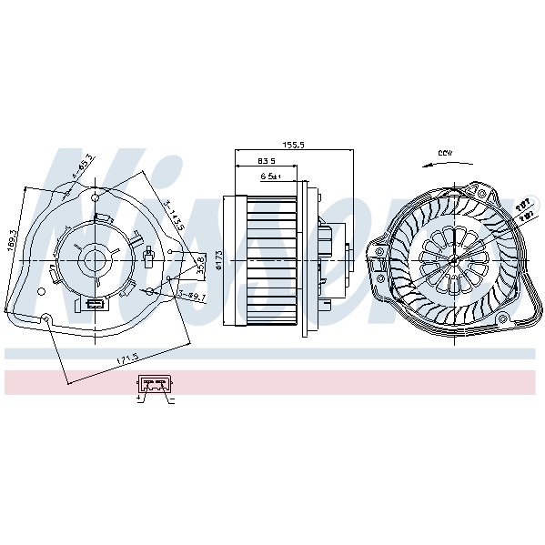 Слика на Вентилатор за парно NISSENS 87020 за Volvo S70 Saloon (P80) 2.3 T-5 - 239 коњи бензин