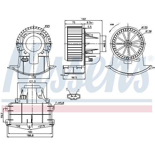 Слика на Вентилатор за парно NISSENS 87033 за VW Transporter T5 Bus 3.2 V6 - 231 коњи бензин