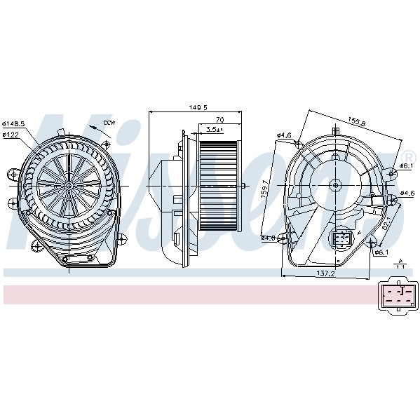 Слика на Вентилатор за парно NISSENS 87060 за Skoda Superb Sedan (3U4) 2.8 V6 - 190 коњи бензин