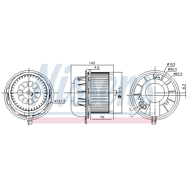 Слика на Вентилатор за парно NISSENS 87077 за VW Transporter T5 Box 3.2 4motion - 235 коњи бензин