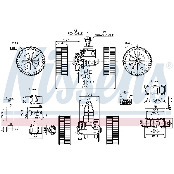 Слика на Вентилатор за парно NISSENS 87117 за BMW 5 Touring E61 535 d - 272 коњи дизел