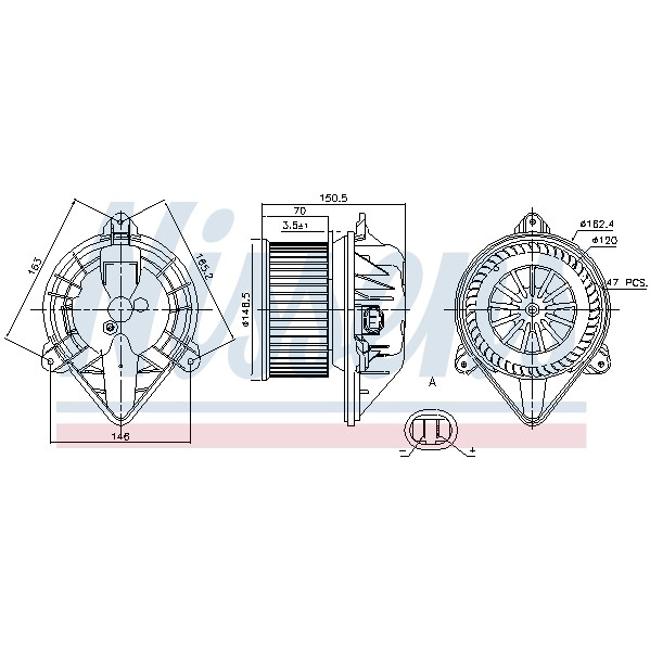 Слика на Вентилатор за парно NISSENS 87173 за Nissan Primastar Box (X83) dCi 100 - 100 коњи дизел