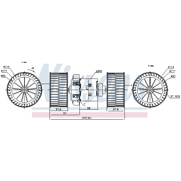 Слика на Вентилатор за парно NISSENS 87191 за камион Mercedes Actros 1996 1843 S, 1843 LS - 428 коњи дизел