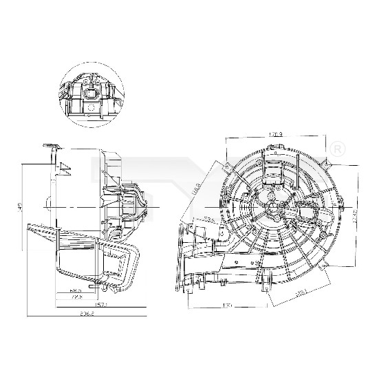 Слика на Вентилатор за парно TYC 525-0001 за Saab 9-3 Saloon (YS3F) 2.8 Turbo V6 - 230 коњи бензин