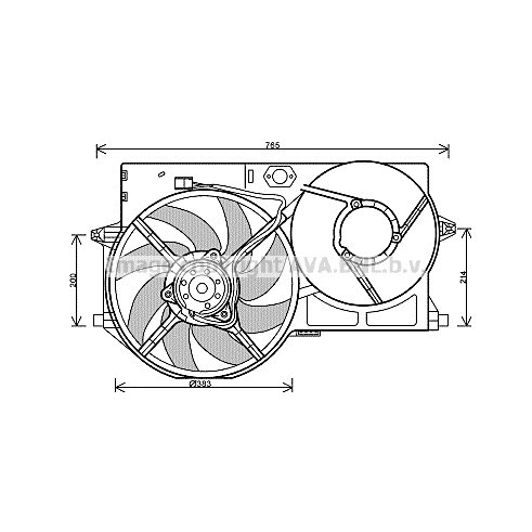 Слика на Вентилатор за радиатор AVA QUALITY COOLING PE7540 за Citroen Dispatch U6U 1.9 D 70 - 69 коњи дизел