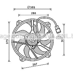 Слика на Вентилатор за радиатор AVA QUALITY COOLING PE7556 за Peugeot Grand Raid 1.6 - 98 коњи бензин