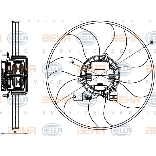 Слика на Вентилатор за радиатор BEHR HELLA SERVICE 8EW 351 040-071