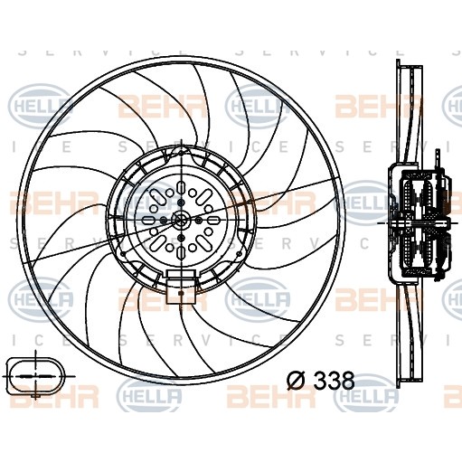 Слика на Вентилатор за радиатор BEHR HELLA SERVICE 8EW 351 044-361 за Audi A6 Sedan (4G2, C7) 2.0 TDI - 163 коњи дизел