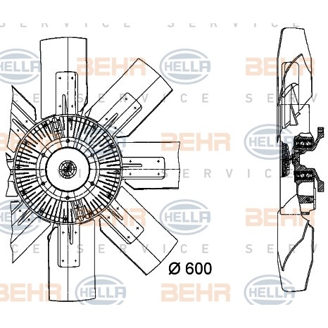 Слика на Вентилатор за радиатор BEHR HELLA SERVICE PREMIUM LINE 8MV 376 728-011 за камион Neoplan Skyliner N 122 - 363 коњи дизел