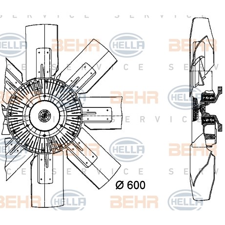 Слика на Вентилатор за радиатор BEHR HELLA SERVICE PREMIUM LINE 8MV 376 728-511 за камион Neoplan Skyliner N 122 - 363 коњи дизел