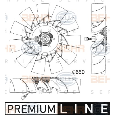 Слика на Вентилатор за радиатор BEHR HELLA SERVICE PREMIUM LINE 8MV 376 911-481 за Audi A6 Sedan (4G2, C7) 3.0 TDI quattro - 239 коњи дизел