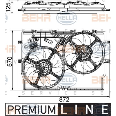 Слика на Вентилатор за радиатор HELLA BEHR  SERVICE  PREMIUM LINE 8EW 351 040-631 за Fiat Ducato Platform 250 160 Multijet 3,0 D - 158 коњи дизел