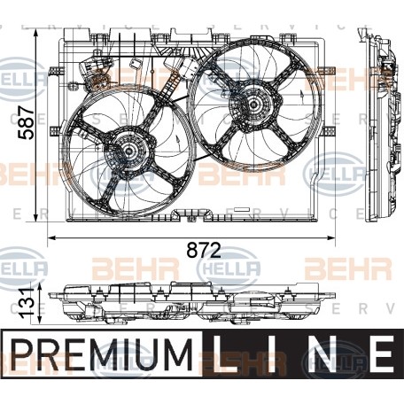 Слика на Вентилатор за радиатор HELLA BEHR  SERVICE  PREMIUM LINE 8EW 351 041-451 за Fiat Ducato BUS 250 130 Multijet 2,3 D - 131 коњи дизел