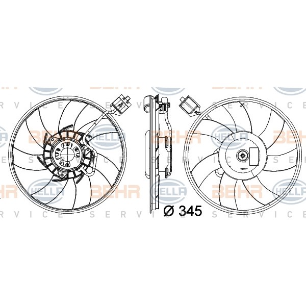 Слика на Вентилатор за радиатор HELLA BEHR  SERVICE  PREMIUM LINE 8EW 351 041-471 за Opel Insignia Sports Tourer 2.0 Turbo 4x4 - 220 коњи бензин