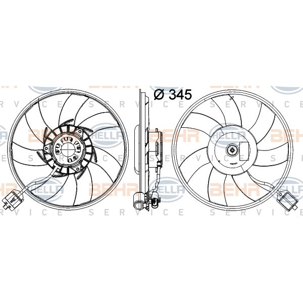 Слика на Вентилатор за радиатор HELLA BEHR  SERVICE  PREMIUM LINE 8EW 351 041-481 за Opel Insignia Sports Tourer 2.8 V6 Turbo 4x4 - 260 коњи бензин