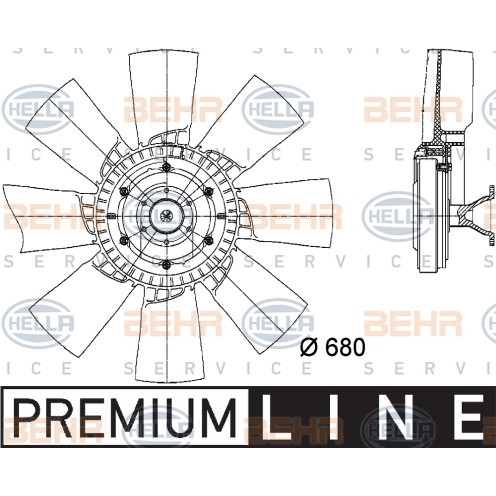 Слика на Вентилатор за радиатор HELLA BEHR  SERVICE  PREMIUM LINE 8MV 376 728-391 за камион Scania 4 Series 114 C/380 - 379 коњи дизел