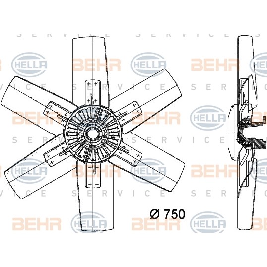 Слика на Вентилатор за радиатор HELLA BEHR  SERVICE  PREMIUM LINE 8MV 376 730-241 за камион Volvo F 12/370 - 370 коњи дизел