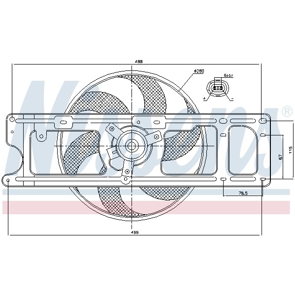 Слика на Вентилатор за радиатор NISSENS 85253 за Renault Clio 2 1.2 16V (BB05, BB0W, BB11, BB27, BB2T, BB2U, BB2V, CB05...) - 75 коњи бензин