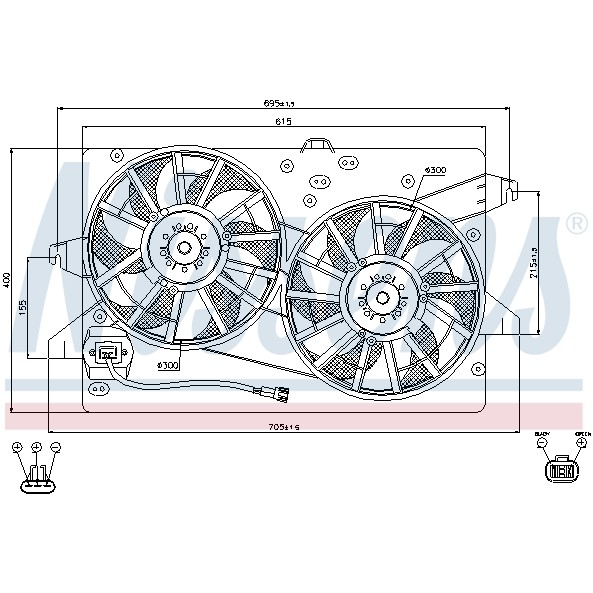 Слика на Вентилатор за радиатор NISSENS 85483 за Ford Mondeo 3 Estate (BWY) 2.0 TDCi - 130 коњи дизел