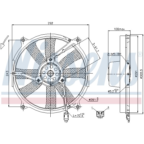 Слика на Вентилатор за радиатор NISSENS 85701 за Mercedes CLK Convertible (a208) 230 Kompressor (208.447) - 193 коњи бензин