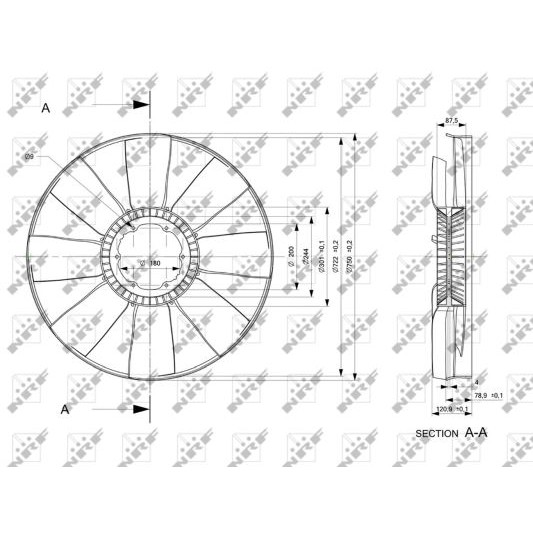 Слика на Вентилатор за радиатор NRF 49802 за камион Mercedes Actros MP2, MP3 1841, L, LL - 408 коњи дизел