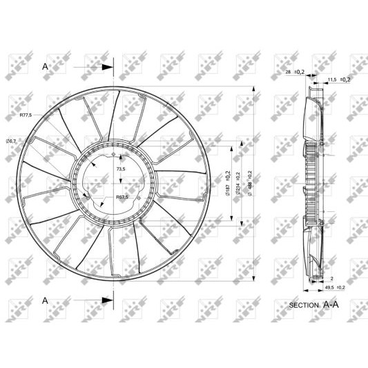 Слика на Вентилатор за радиатор NRF 49810 за Merdeces Vario Box 815 DA, 816 DA 4x4 (669.599, 670.451, 670.452, 670.453) - 156 коњи дизел