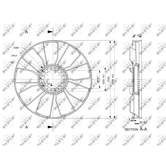 Слика на Вентилатор за радиатор NRF 49813 за камион MAN TGA 18.310 FLLRS, FLLS, FLRS, FLS, FLS-TS - 310 коњи дизел