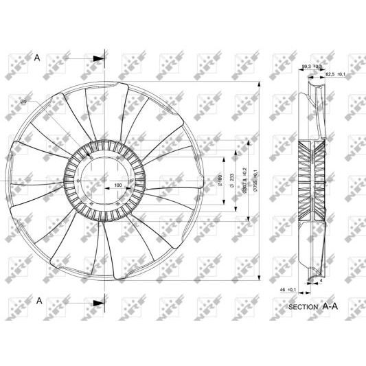 Слика на Вентилатор за радиатор NRF 49829 за камион MAN TGA 24.460 FNLLC, FNLLRC, FNLLRW, FNLLW - 460 коњи дизел