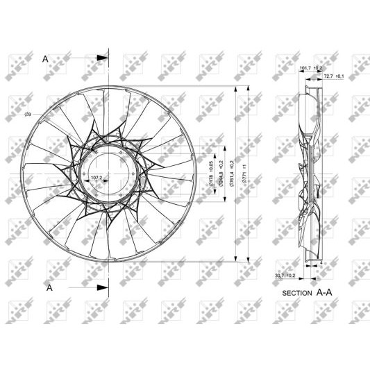 Слика на Вентилатор за радиатор NRF 49831 за камион MAN TGA 18.310 FLLRS, FLLS, FLRS, FLS, FLS-TS - 310 коњи дизел