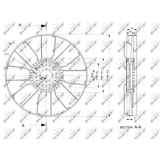 Слика на Вентилатор за радиатор NRF 49833 за камион MAN M 2000 L 18.224, 18.225, LK, LK-L, LLK, LLK-L, LLRK, LRK - 220 коњи дизел