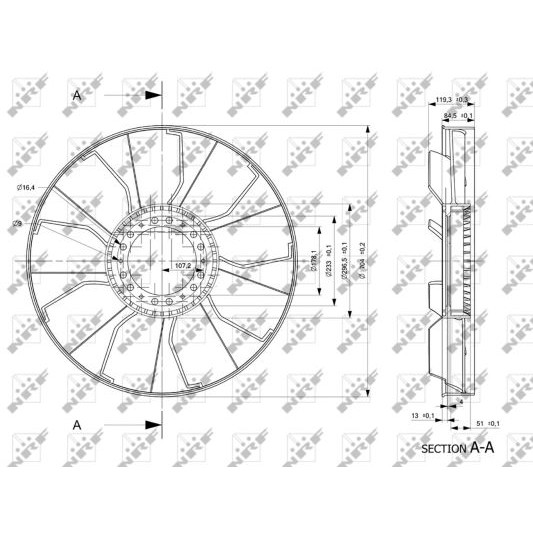 Слика на Вентилатор за радиатор NRF 49843 за камион Iveco Eurotech MH 400 E 31 TP, 440 E 31 T, 440 E 31 TP - 310 коњи дизел