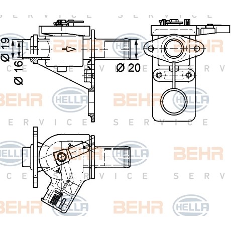 Слика на вентил за регулирање на разладна течност HELLA BEHR  SERVICE  PREMIUM LINE 9XL 351 328-181 за камион Volvo FL 10/320 - 320 коњи дизел