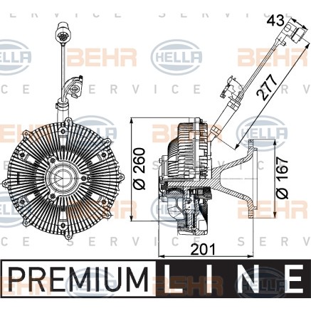 Слика на Виско вентилатор HELLA BEHR  SERVICE  PREMIUM LINE 8MV 376 757-461 за камион Mercedes Actros 1996 1843 S, 1843 LS - 428 коњи дизел