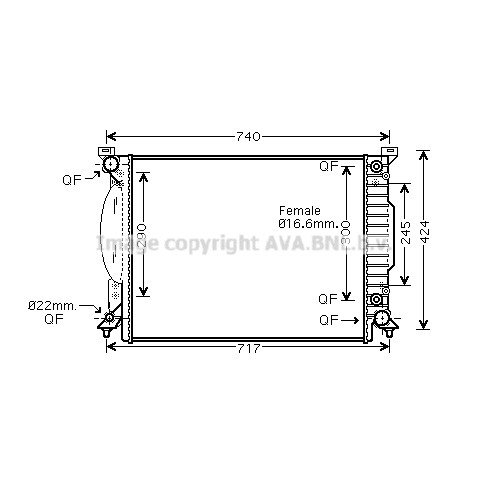 Слика на Воден радиатор (ладник) AVA QUALITY COOLING AI2205 за Audi A4 Sedan (8EC, B7) 3.2 FSI - 255 коњи бензин