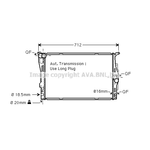 Слика на Воден радиатор (ладник) AVA QUALITY COOLING BWA2303 за BMW 1 E81, E87 130 i - 265 коњи бензин