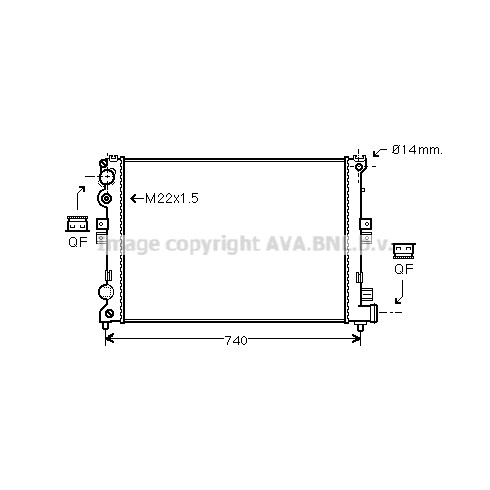 Слика на Воден радиатор (ладник) AVA QUALITY COOLING CNA2079 за Citroen Jumpy U6U 1.9 D 70 - 69 коњи дизел